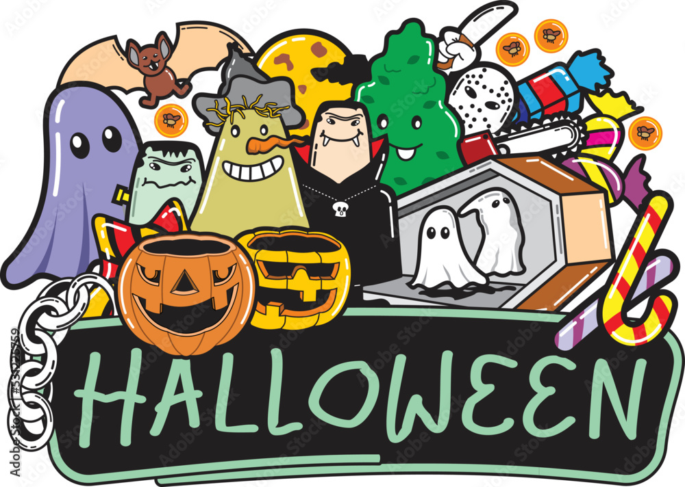 Doodle art with halloween characters this October Doodle art with halloween characters this October