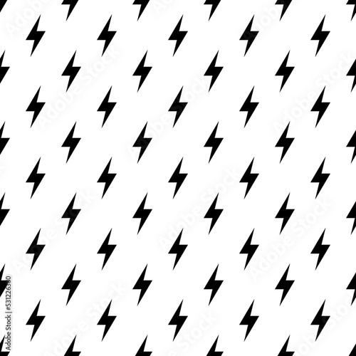 Lightning bolts, thunderbolts seamless pattern vector illustration.