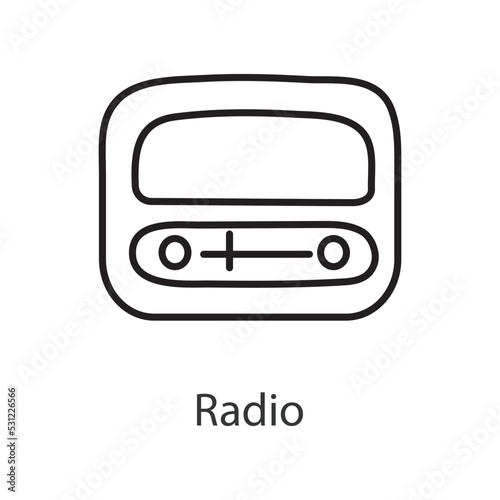 Radio Outline Icon Design illustration. Music Symbol on White background EPS 10 File