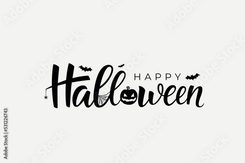 Happy Halloween lettering, vector brush calligraphy. Handwritten Halloween typography print for flyer, poster, greeting card, banner. Hand drawn decorative design element.