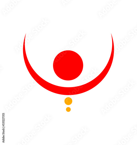 Half red moon devi tilak icon. Durga Tilak vector. photo