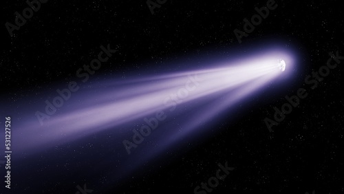 Fototapeta Naklejka Na Ścianę i Meble -  Glowing comet in the starry sky. Observation of celestial objects. Real photography of a comet's tail against a background of stars.