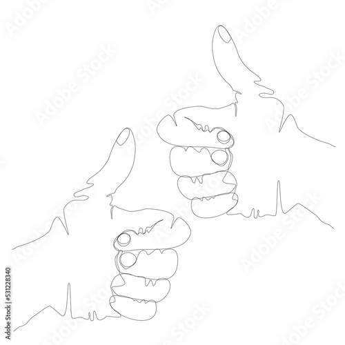 thumb up and down Thumb up hands line art contour 