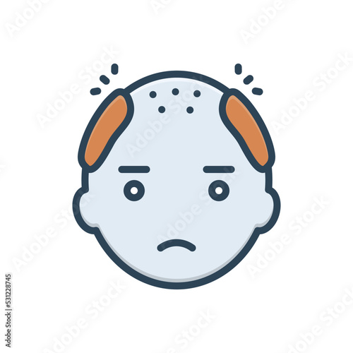 Color illustration icon for bald