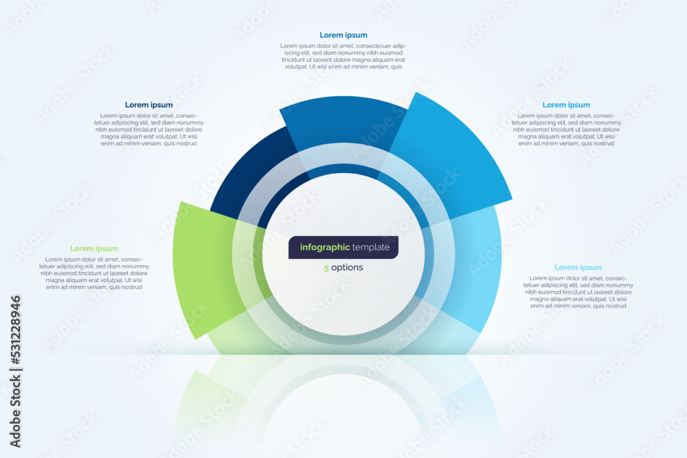 Fototapeta premium Five option circle infographic design template. Vector illustration