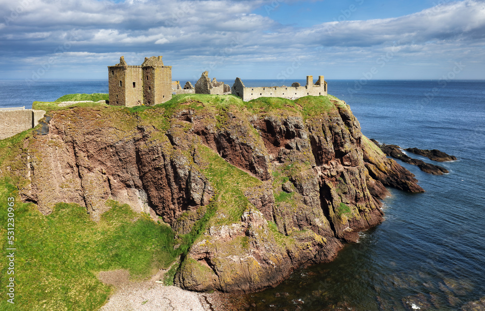 Dunnottar Castle is a ruined medieval Aberdeenshire, Stonehaven on the Northeast of Scotland, UK
