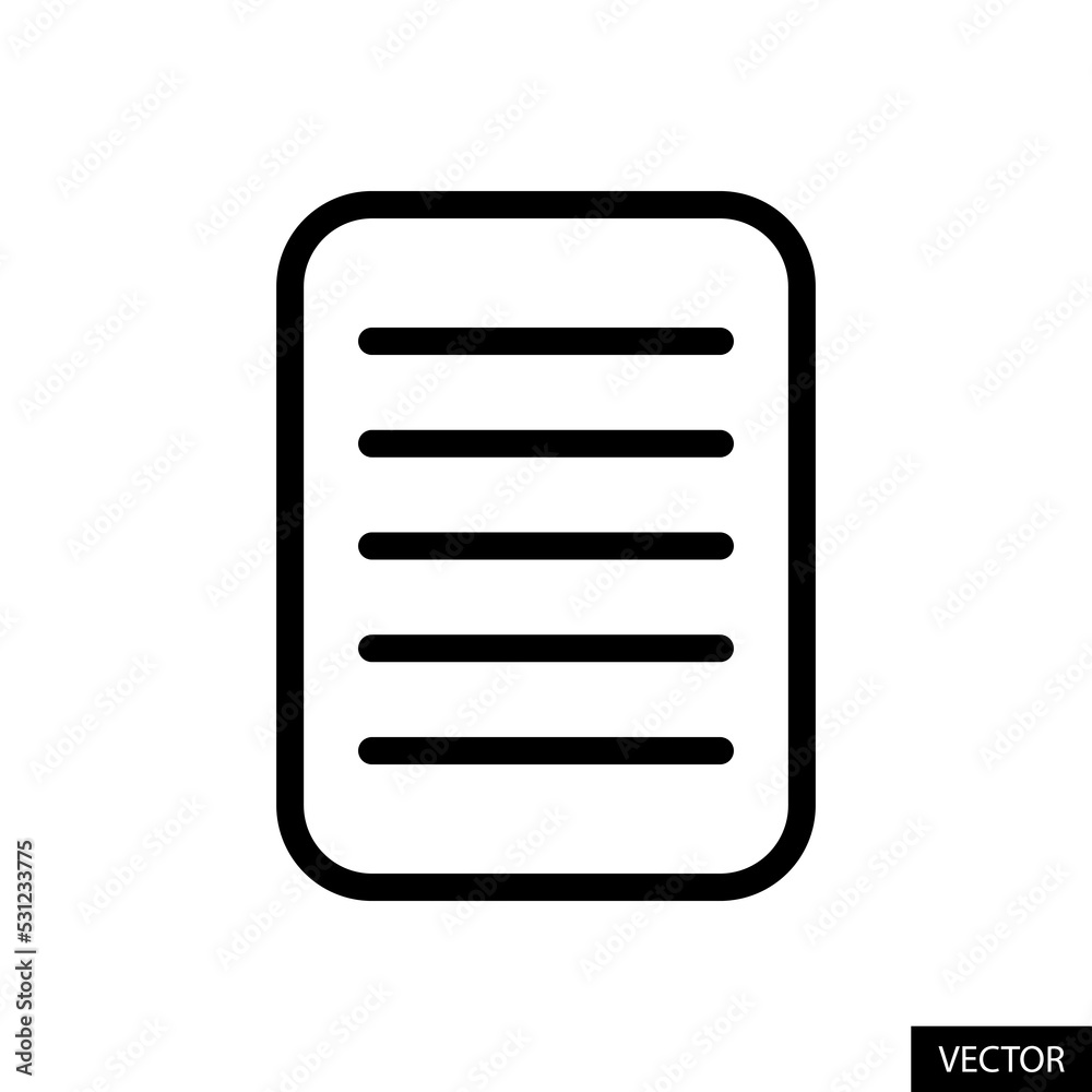 Document or page vector icon in line style design isolated on white background. Editable stroke. Vector illustration. Document or page vector icon in line style design isolated on white background. Editable stroke. Vector illustration.