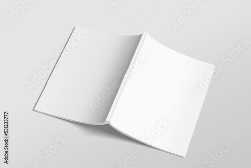 Blank A4 magazine catalog brochure mockup on light grey background