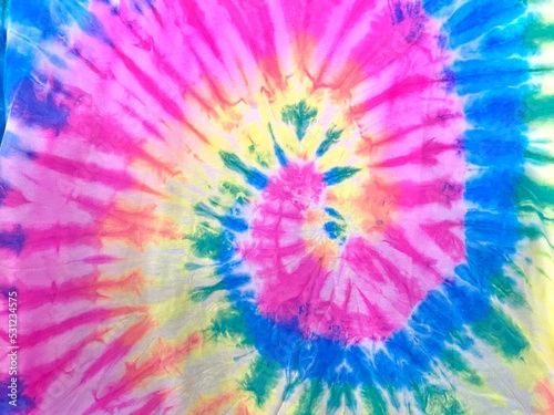 tie dye pattern hand dyed on cotton fabric abstract texture background © Toppa