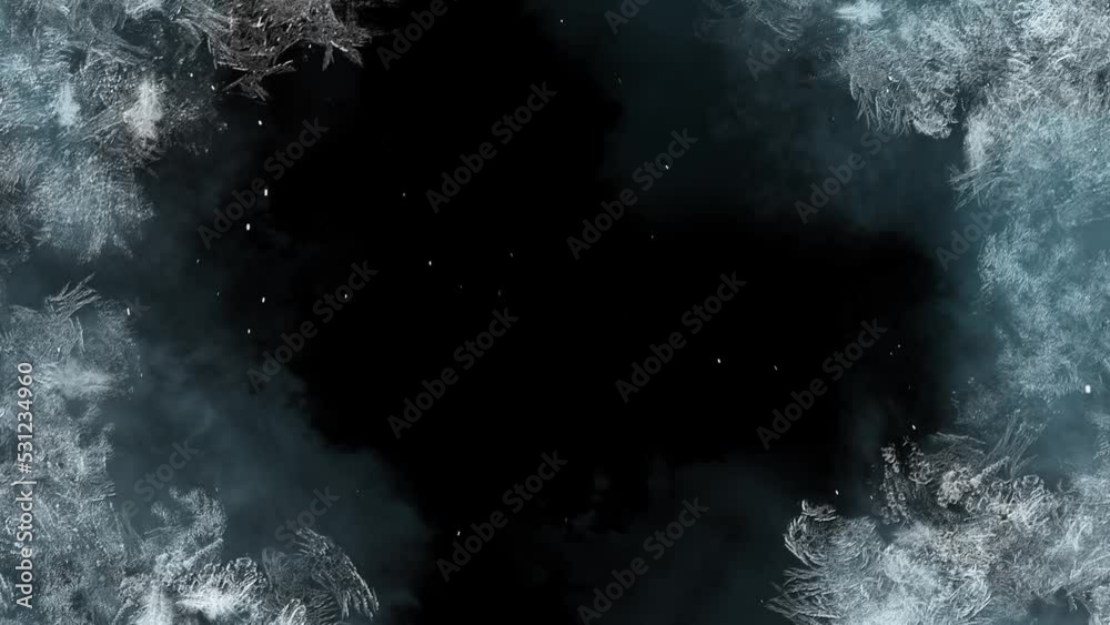Abstract animation of the appearance of patterns on glass from frost
