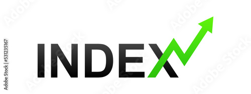 Index word typography vector in flat style design isolated on white background. Stock market Index word typography concept. Vector illustration.
