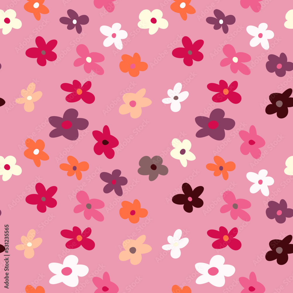 seamless pattern with vintage vector groovy flowers. modern elements. stylized flowers silhouettes. abstract art for surface design, textile, stationery, wrapping paper and covers