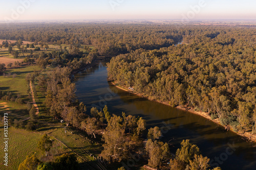 Aerial view of winding through the Australian bush photo