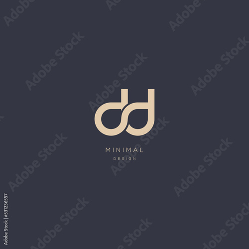 Initial letter DD alphabet minimal vector icon