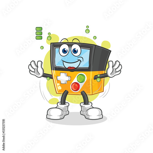 gameboy full battery character. cartoon mascot vector