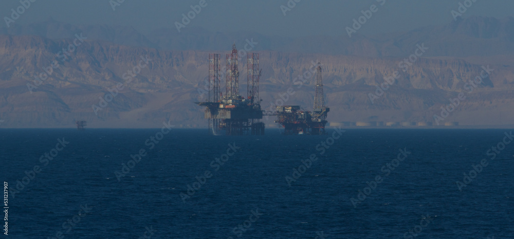 View if an oil drilling platform