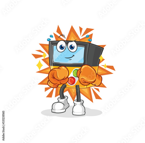 gameboy boxer character. cartoon mascot vector