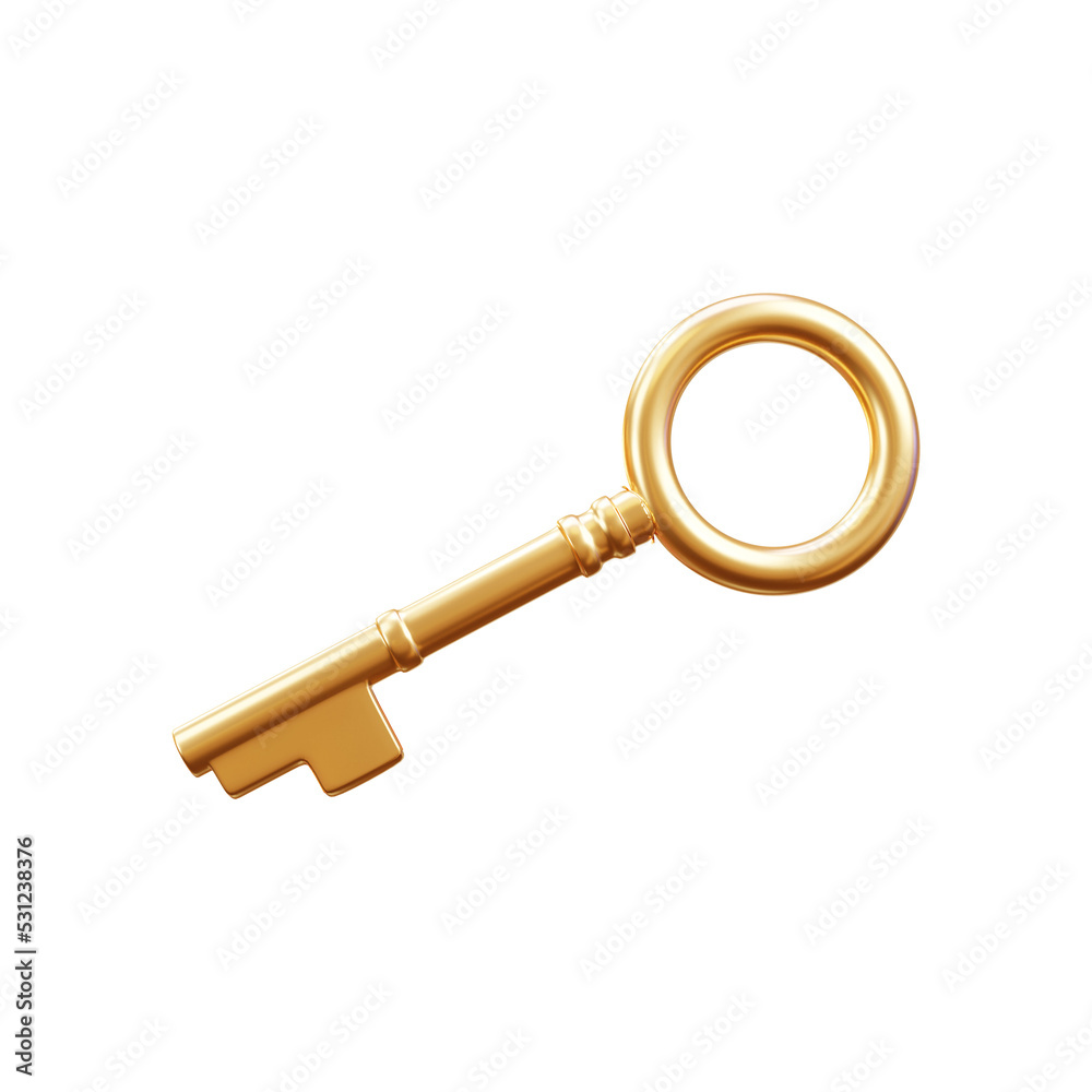 Golden key 3d rendering illustration Golden key 3d rendering illustration
