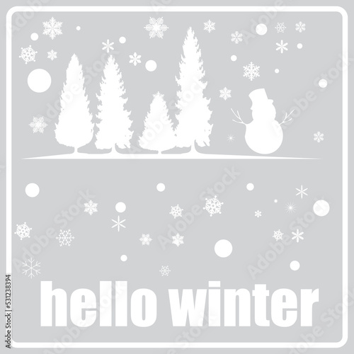 gray icon with white silhouettes winter