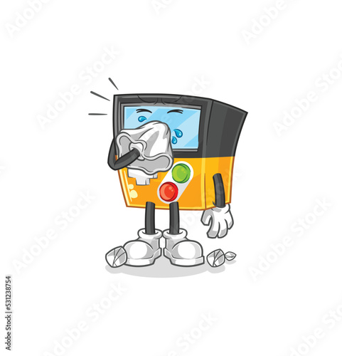 gameboy blowing nose character. cartoon mascot vector