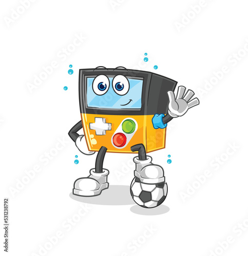 gameboy playing soccer illustration. character vector