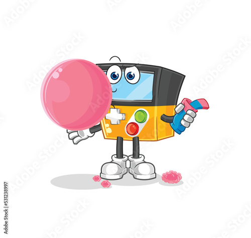 gameboy chewing gum vector. cartoon character