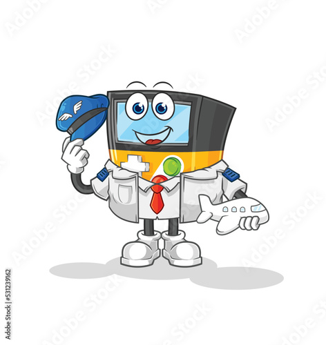 gameboy pilot mascot. cartoon vector