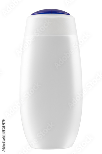 Plastic shampoo bottle with flip-top lid isolated on white background. MockUp template for your design. Empty and clean packaging for cosmetic product.
