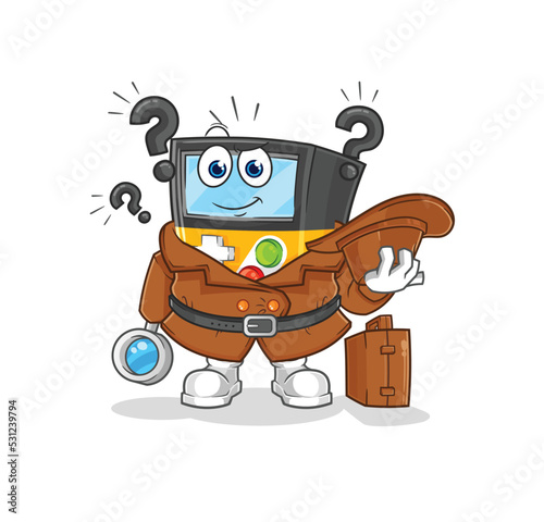 gameboy detective vector. cartoon character