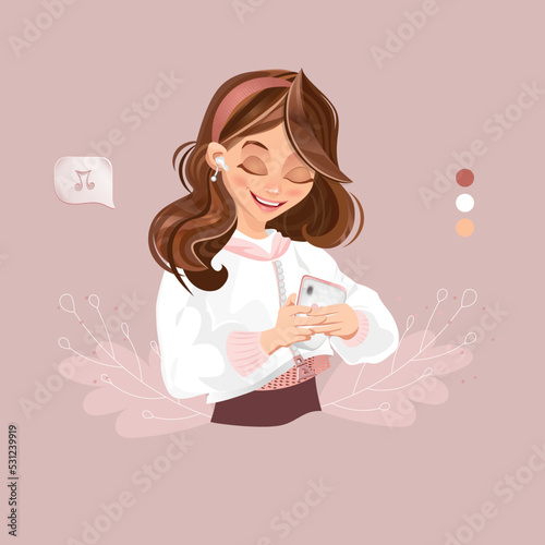 Menina ouvindo música no celular