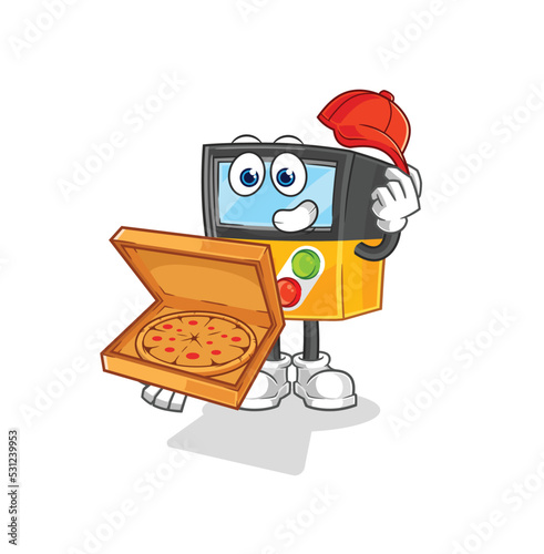 gameboy pizza delivery boy vector. cartoon character