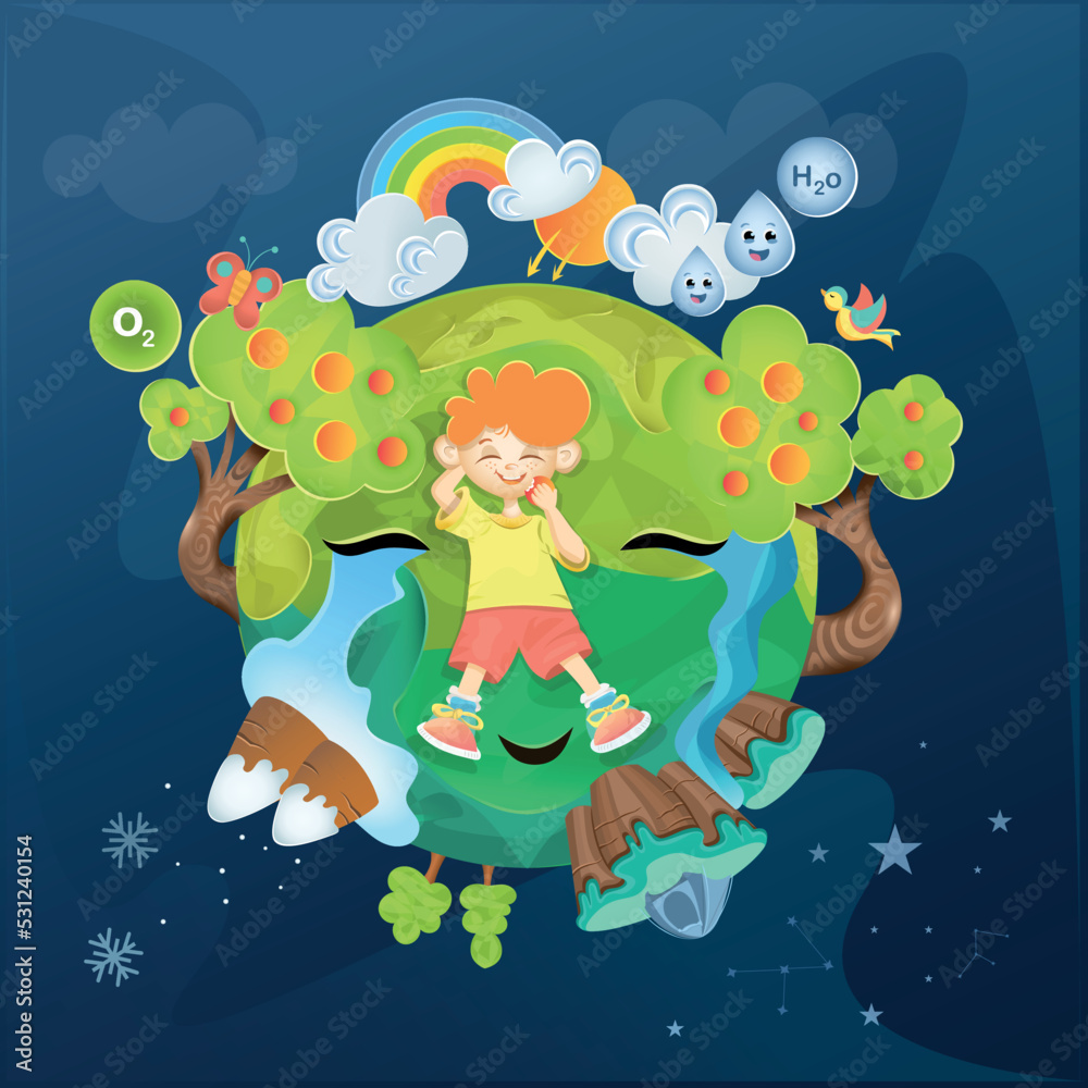 Planeta terra e menino