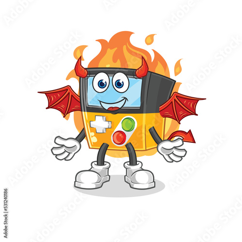 gameboy demon with wings character. cartoon mascot vector