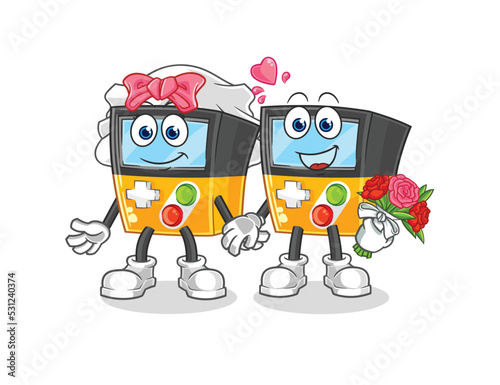 gameboy wedding cartoon. cartoon mascot vector