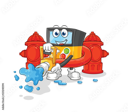 gameboy firefighter vector. cartoon character