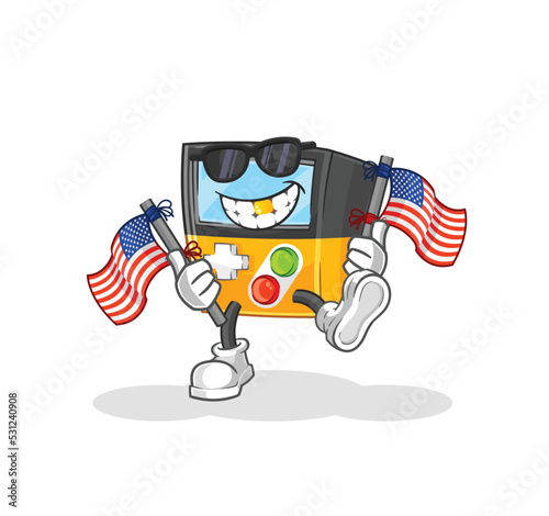 gameboy american youth cartoon mascot vector