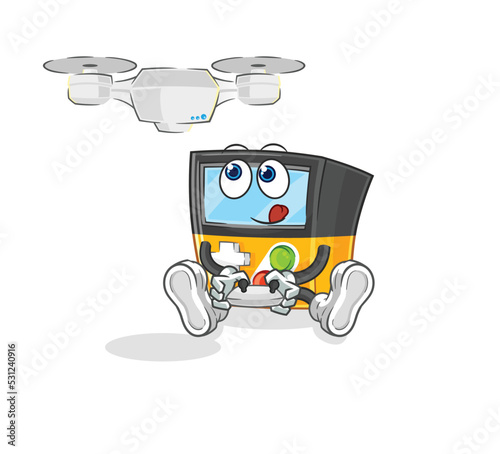 gameboy with drone character. cartoon mascot vector