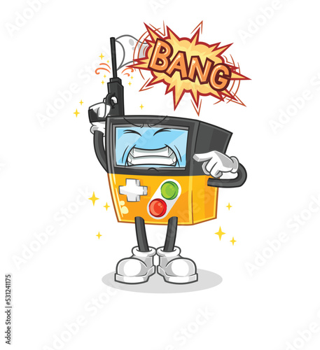 gameboy warning shot mascot. cartoon vector