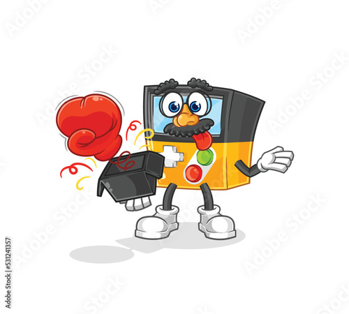 gameboy prank glove in the box. cartoon mascot