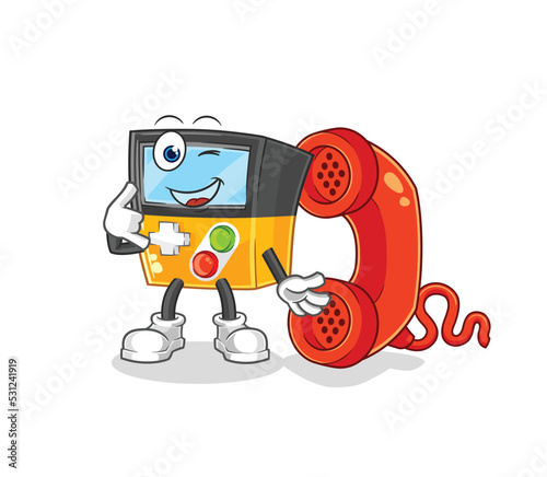 gameboy call mascot. cartoon vector