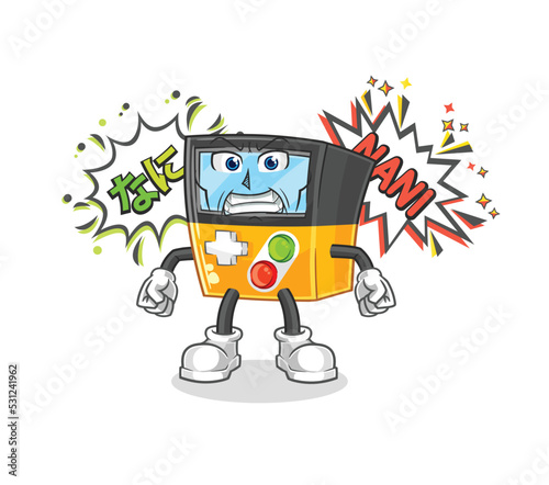 gameboy anime angry vector. cartoon character