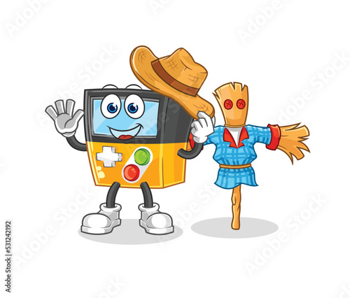 gameboy with scarecrows cartoon character vector
