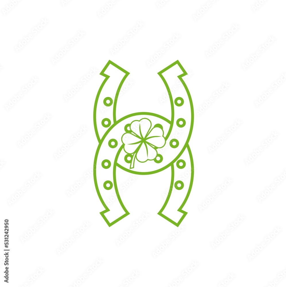 Four leaf clover and horseshoe icon isolated on white background Four leaf clover and horseshoe icon isolated on white background