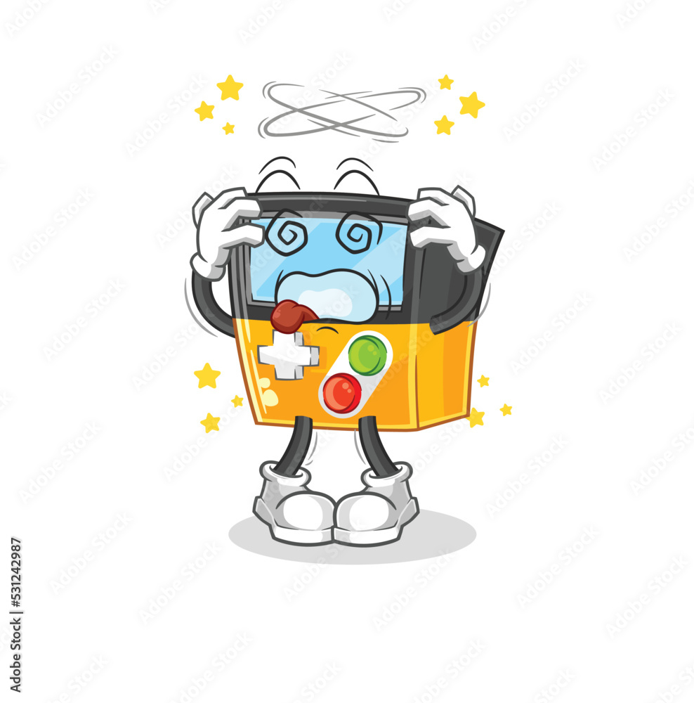 gameboy dizzy head mascot. cartoon vector gameboy dizzy head mascot. cartoon vector