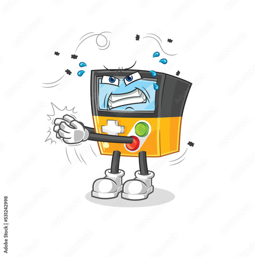 Fototapeta premium gameboy swat fly character. cartoon mascot vector