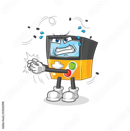 gameboy swat fly character. cartoon mascot vector