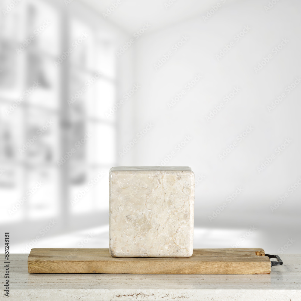 Marble podium of free space and white home interior. Marble podium of free space and white home interior.
