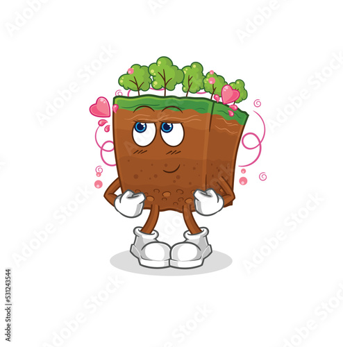 soil layers shy vector. cartoon character