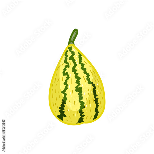 Yellow green pumpkin on a white background