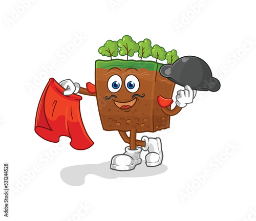 soil layers matador with red cloth illustration. character vector